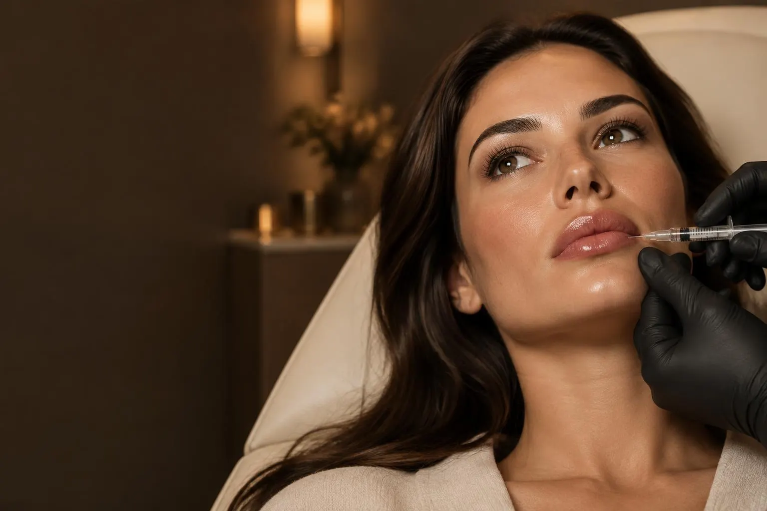 Aesthetic practitioner performing a dermal filler treatment